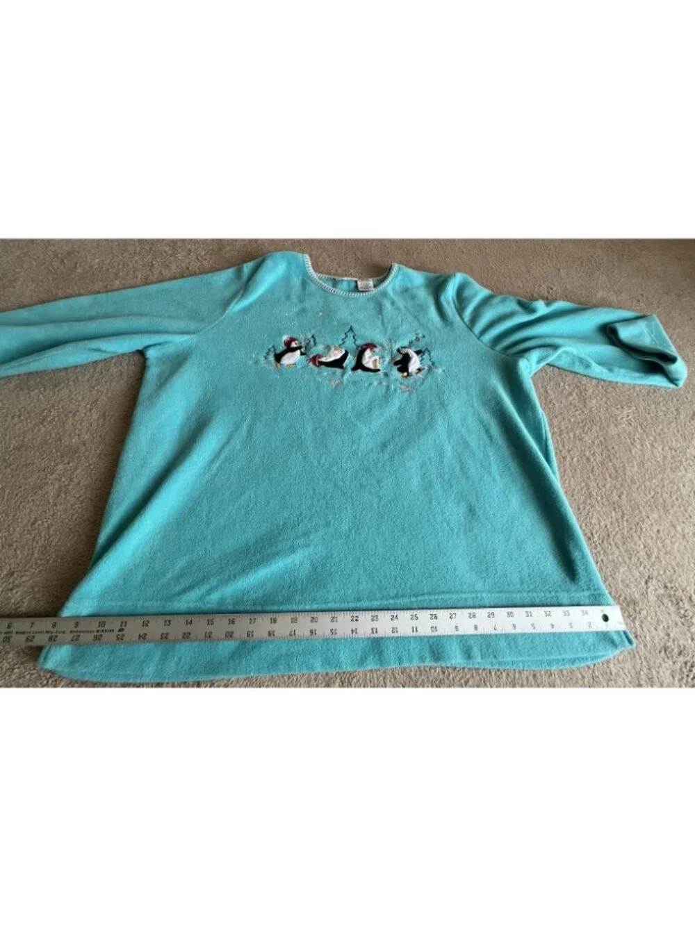 White Stag Polar Fleece Winter Penguins Top 22W 24W Blue - Picture 11 of 16